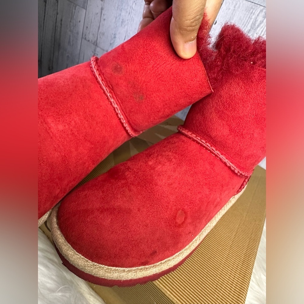 UGG kids selene bow winter boots in red - Picture 6 of 14